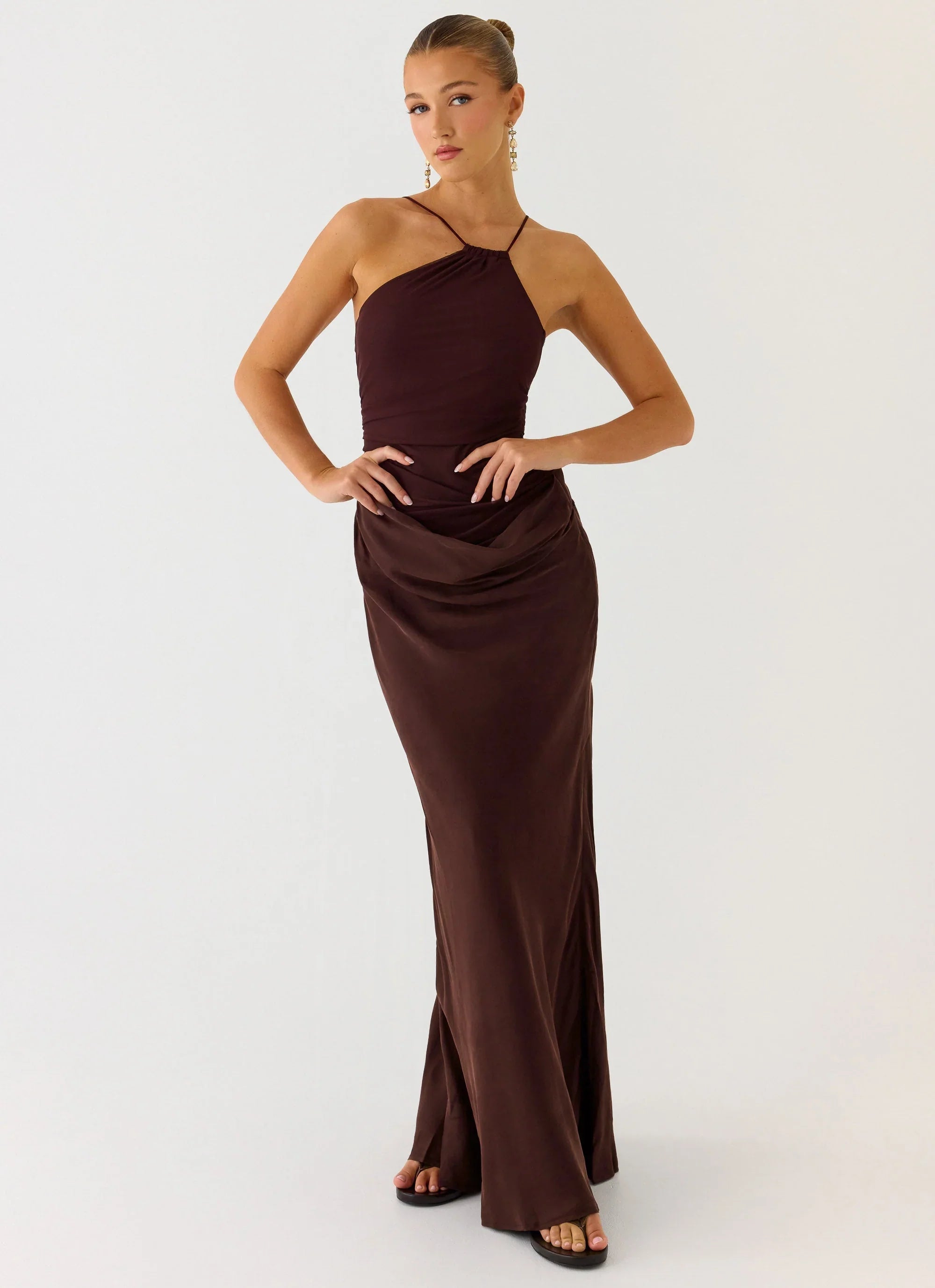 Pristin Cupro Maxi Dress - Cool Chocolate